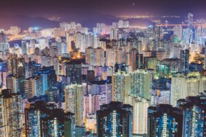 aerial photography of cities scape during night